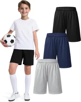 5 Pack Boys Basketball Shorts Kids Youth Athletic Short Boy Quick Dry Sport Clothes with Pockets Size 7-14 Years