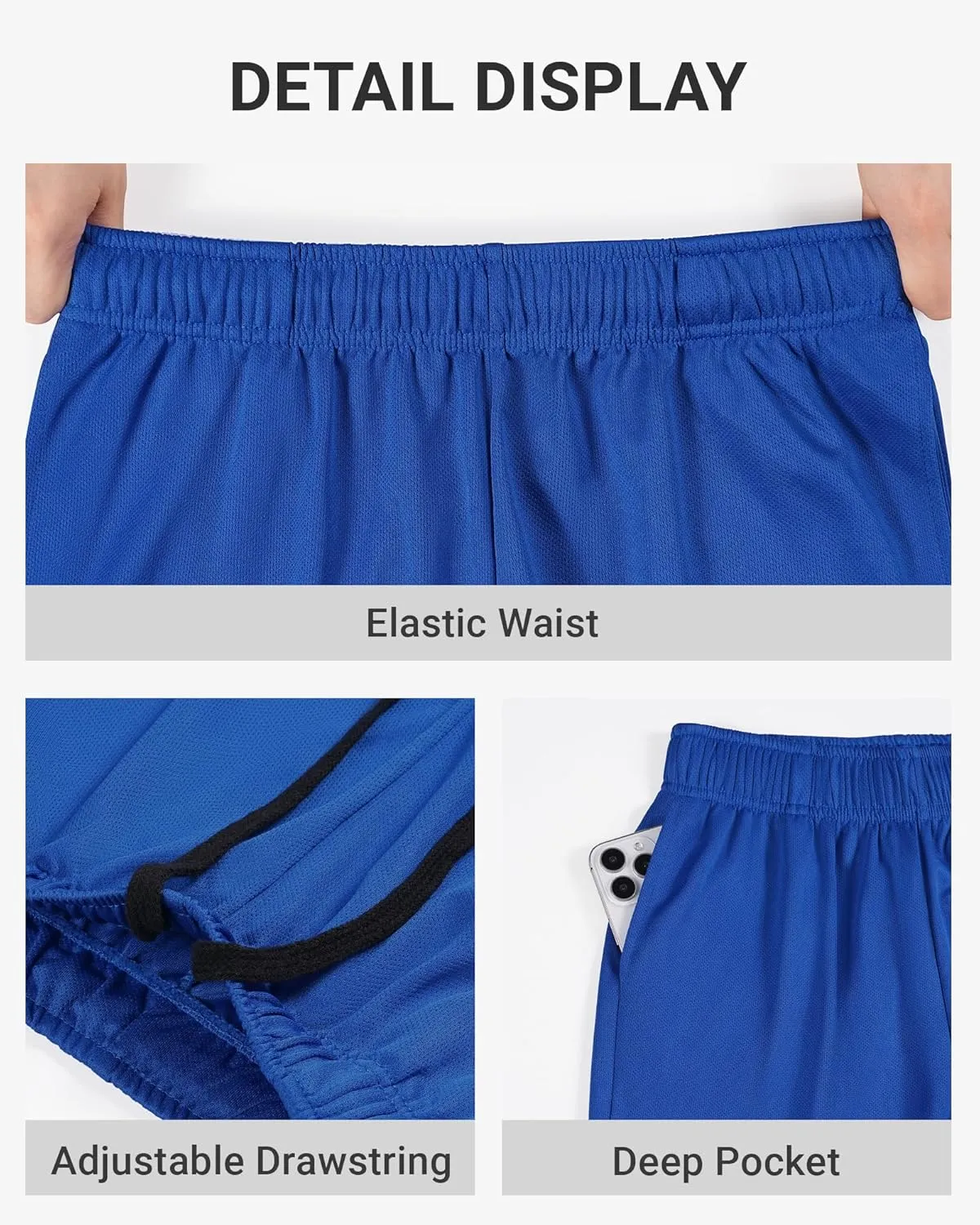 5 Pack Boys Basketball Shorts Kids Youth Athletic Short Boy Quick Dry Sport Clothes with Pockets Size 7-14 Years