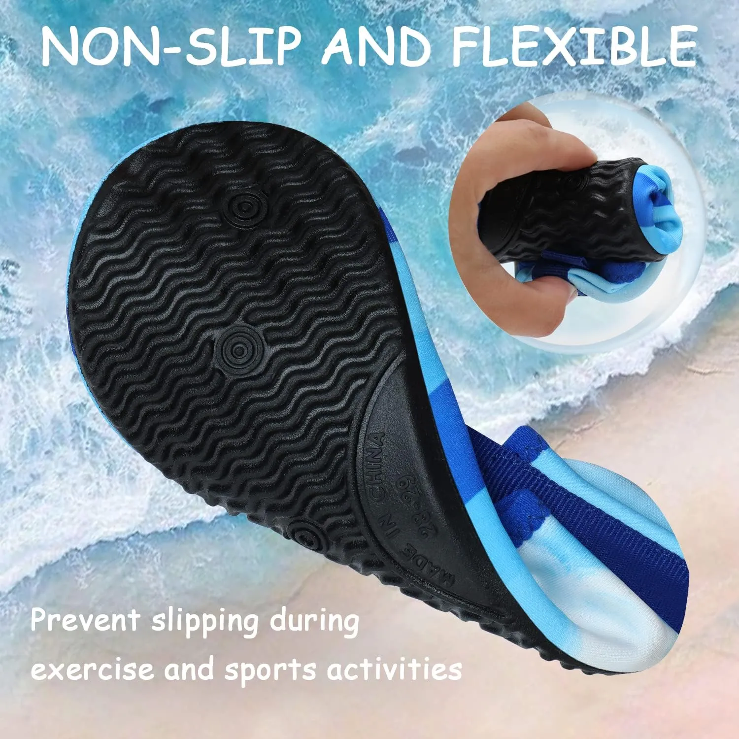 ANLUKE Kids Boys Girls Water Shoes Barefoot Aqua Socks Fast Dry Beach Swim Outdoor Sports Shoes for Toddler
