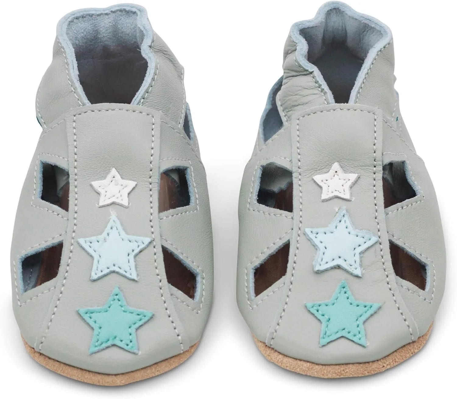 Dotty Fish Infant and Toddler Soft Leather Sandals ?C Barefoot-Friendly, Non-Slip Suede Sole, Podiatrist Recommended, Breathable Baby-Safe Leather, British Brand ?C Fits 0?C4 Years
