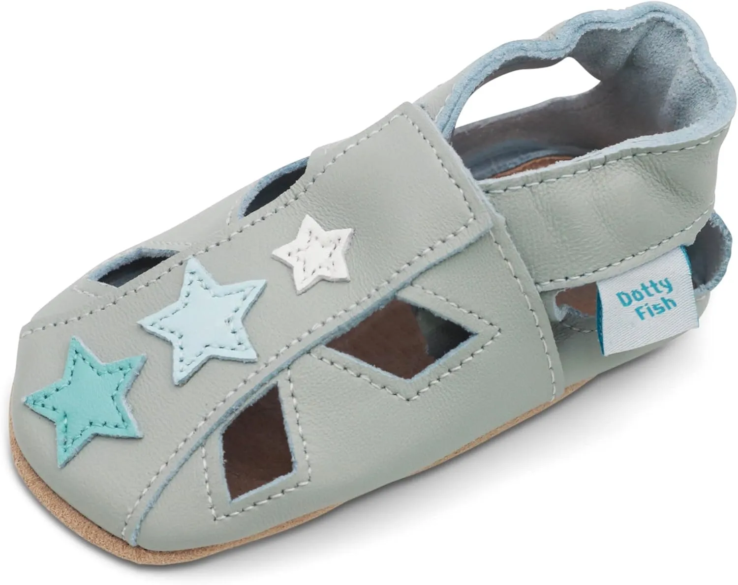 Dotty Fish Infant and Toddler Soft Leather Sandals ?C Barefoot-Friendly, Non-Slip Suede Sole, Podiatrist Recommended, Breathable Baby-Safe Leather, British Brand ?C Fits 0?C4 Years
