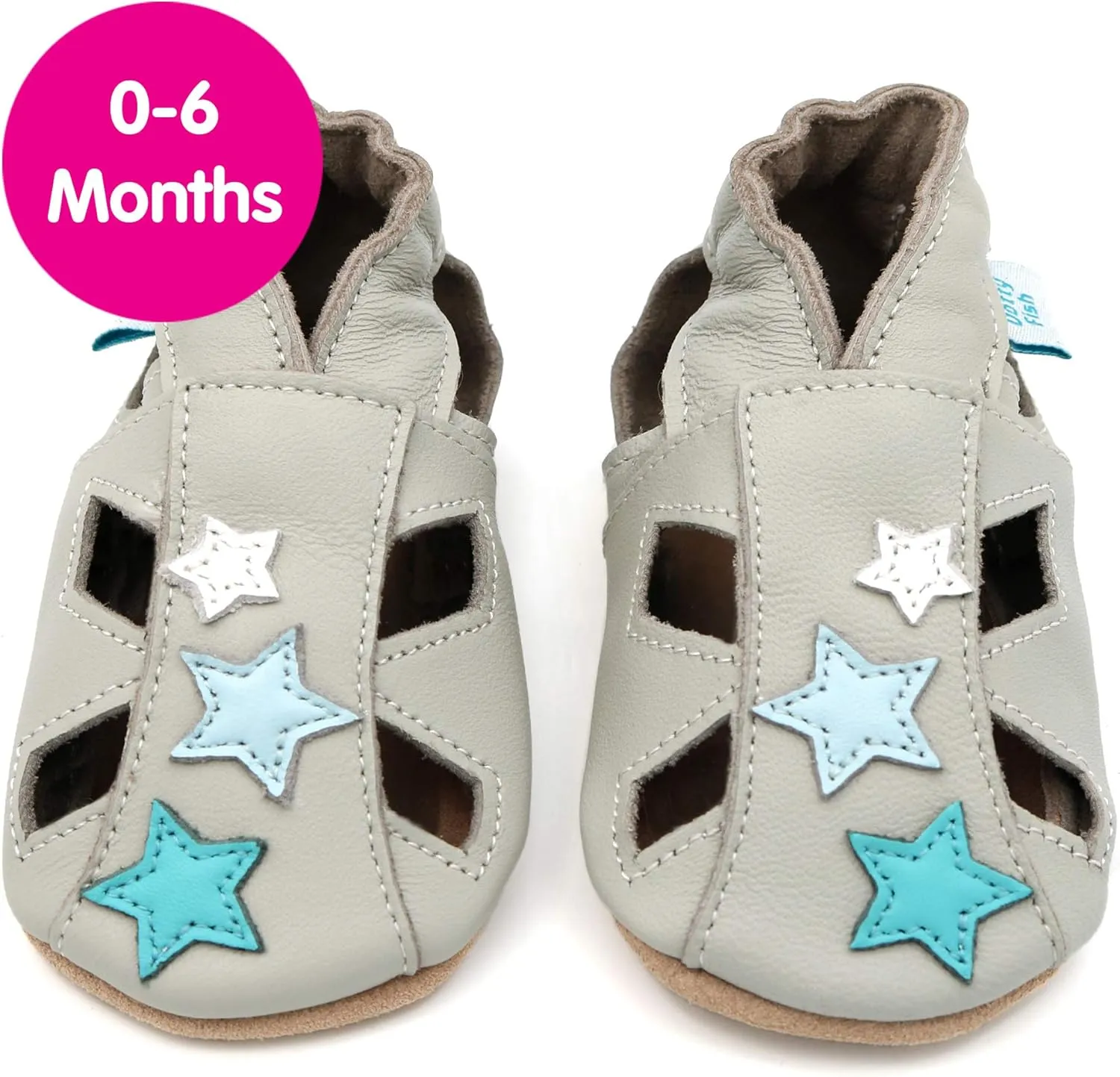 Dotty Fish Infant and Toddler Soft Leather Sandals ?C Barefoot-Friendly, Non-Slip Suede Sole, Podiatrist Recommended, Breathable Baby-Safe Leather, British Brand ?C Fits 0?C4 Years