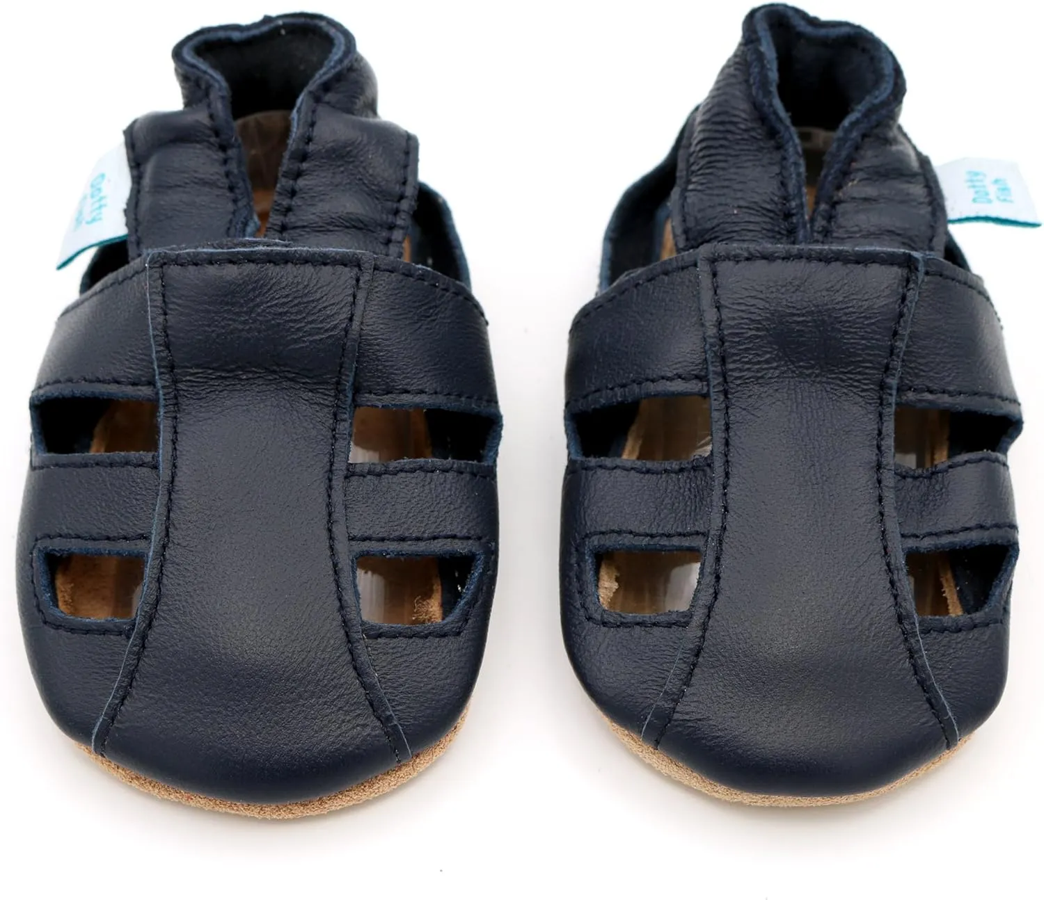 Dotty Fish Infant and Toddler Soft Leather Sandals ?C Barefoot-Friendly, Non-Slip Suede Sole, Podiatrist Recommended, Breathable Baby-Safe Leather, British Brand ?C Fits 0?C4 Years