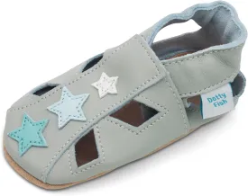 Dotty Fish Infant and Toddler Soft Leather Sandals ?C Barefoot-Friendly, Non-Slip Suede Sole, Podiatrist Recommended, Breathable Baby-Safe Leather, British Brand ?C Fits 0?C4 Years