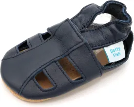 Dotty Fish Infant and Toddler Soft Leather Sandals ?C Barefoot-Friendly, Non-Slip Suede Sole, Podiatrist Recommended, Breathable Baby-Safe Leather, British Brand ?C Fits 0?C4 Years