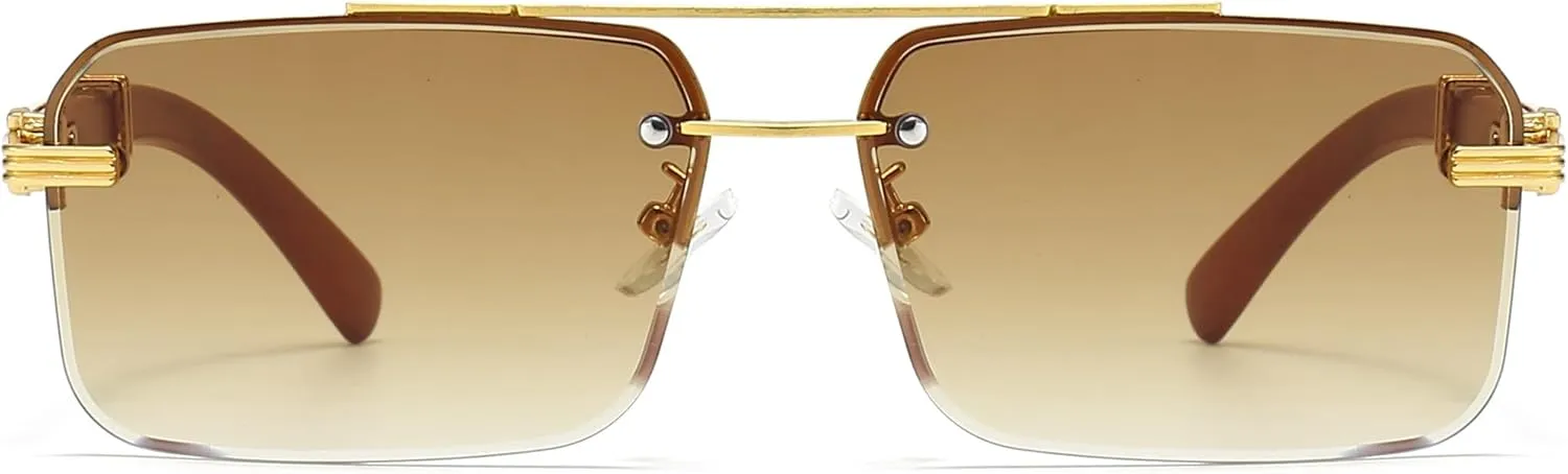 Fashion Rimless Rectangle Sunglasses Mens Womens Frameless Square Sun Glasses UV 400