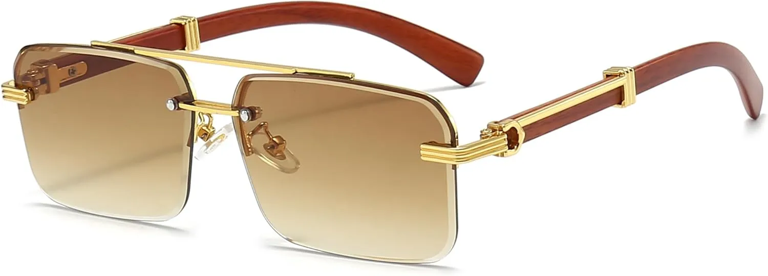 Fashion Rimless Rectangle Sunglasses Mens Womens Frameless Square Sun Glasses UV 400