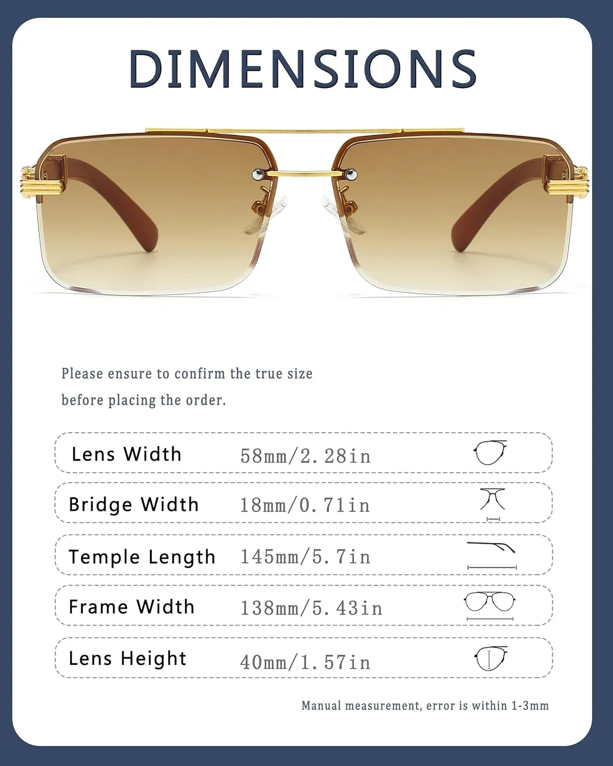 Fashion Rimless Rectangle Sunglasses Mens Womens Frameless Square Sun Glasses UV 400