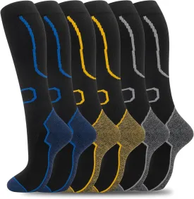 fenglaoda 6 Pairs Compression Socks for Women & Men Knee High Cute Circulation Socks for Nurse Pregnant Travel Athletic