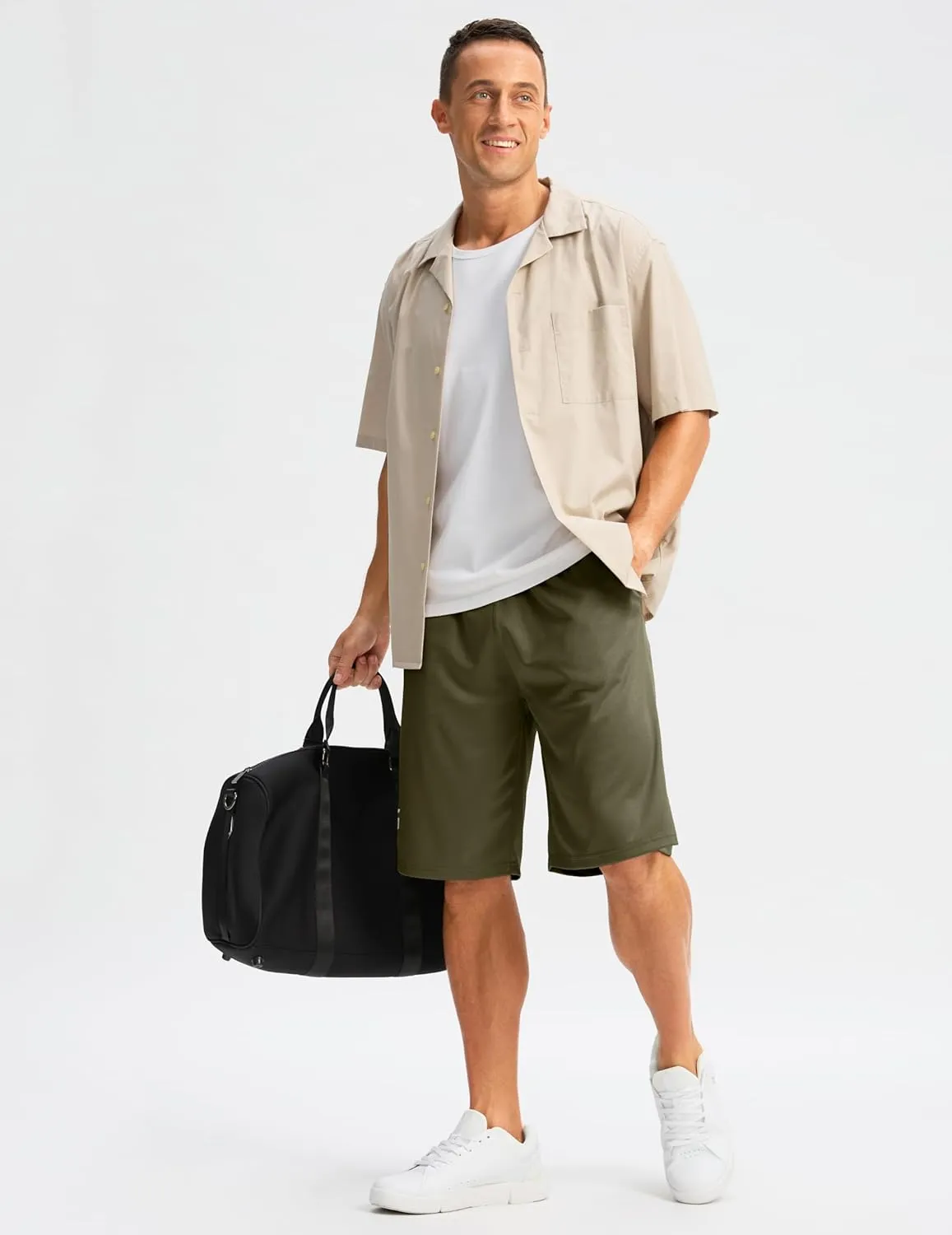 G Gradual Men's Long Basketball Shorts with Zipper Pocket 11'' Quick Dry Gym Shorts Lightweight Mesh Athletic Shorts for Men