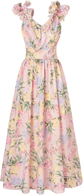 GRACE KARIN 2025 Women's Summer Floral Print Dress Sleeveless Casual Flowy Sundress A Line Ruffle Wedding Guest Outfit