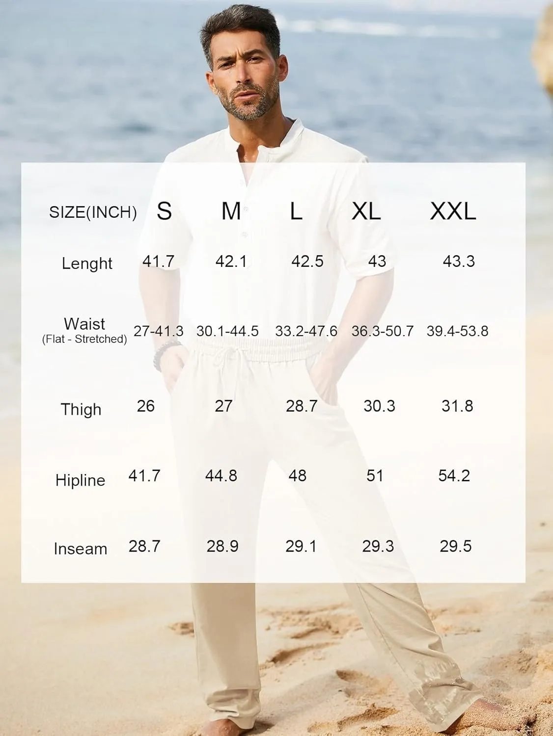 iWoo Linen Pants Men Casual 2025 Summer Beach Elastic Drawstring Waist Yoga Pants Travel Baggy Work Pant Pajama