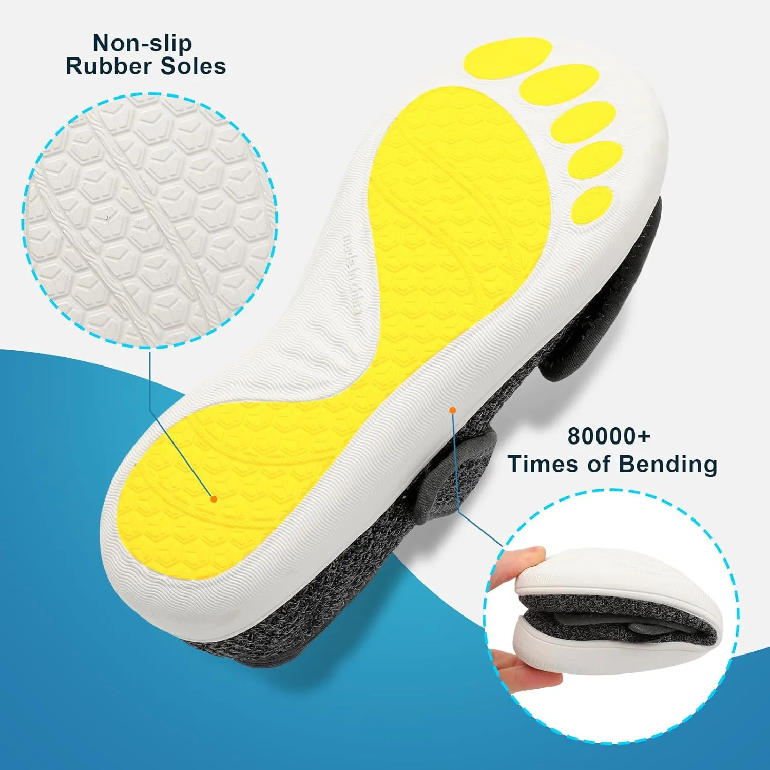JOINFREE Womens Barefoot Walking Shoes Wide Diabetic Shoes Adjustable Mary Jane Shoes Flats Arthritis Edema Casual Shoes Breathable Slip on Sneakers Indoor Outdoor