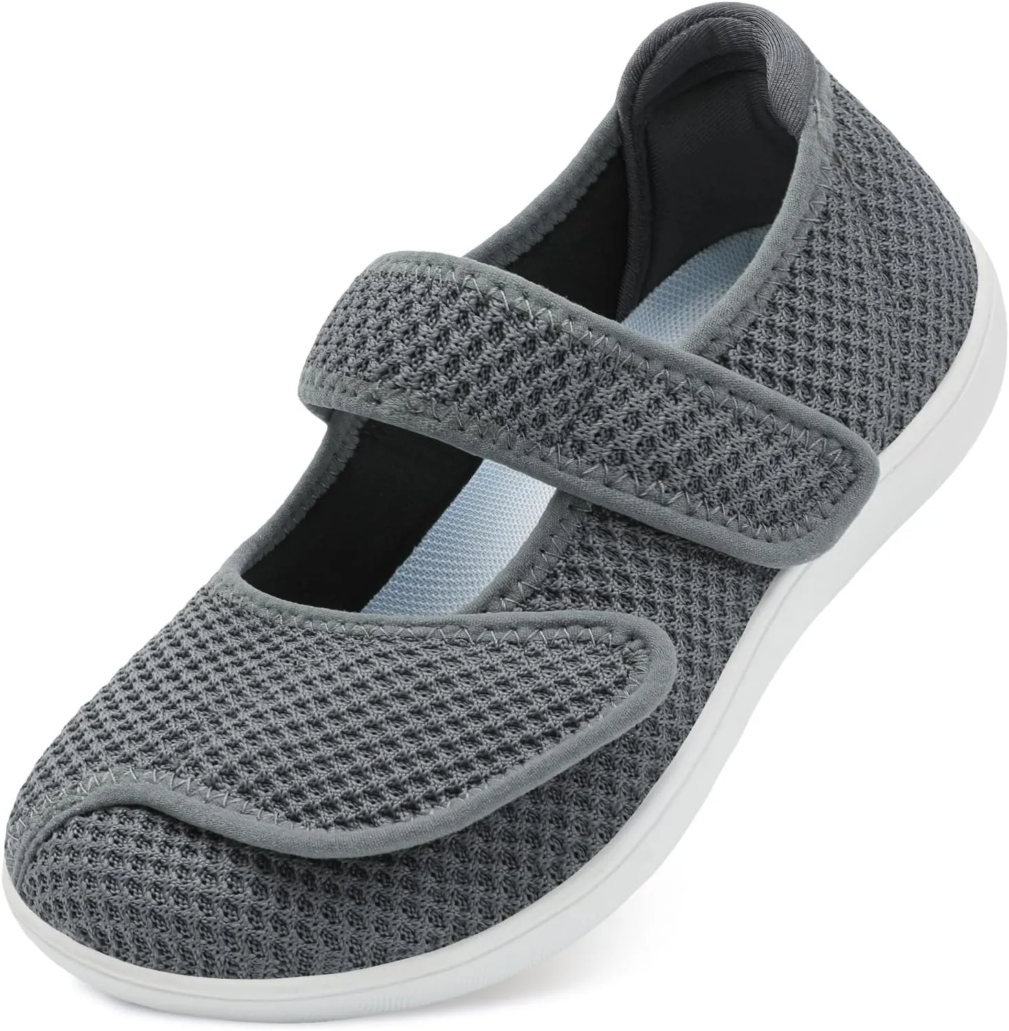 JOINFREE Womens Barefoot Walking Shoes Wide Diabetic Shoes Adjustable Mary Jane Shoes Flats Arthritis Edema Casual Shoes Breathable Slip on Sneakers Indoor Outdoor