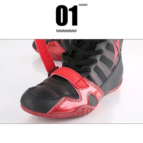 Kangrui Pro High Top Boxing Shoes Black