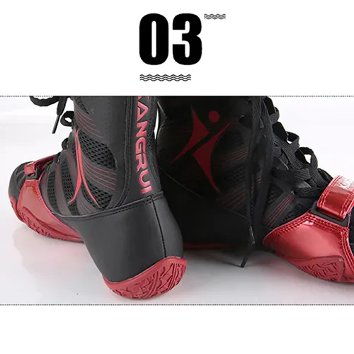 Kangrui Pro High Top Boxing Shoes Black
