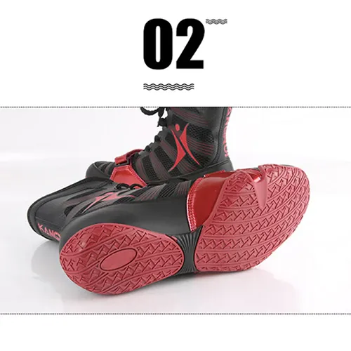 Kangrui Pro High Top Boxing Shoes Black