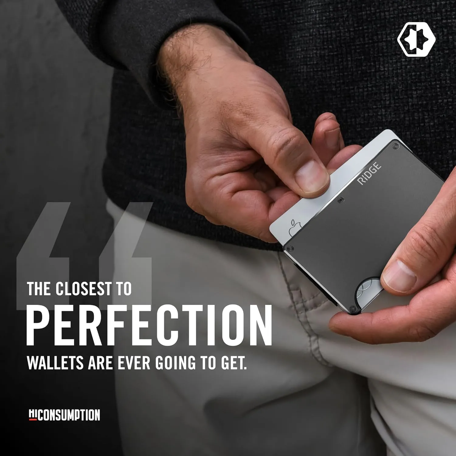 Ridge Wallet for Men - Slim Minimalist Compact Wallet and Card Holder, RFID Protected Front Pocket Wallets for Men with Integrated Money Clip (Gunmetal Titanium)