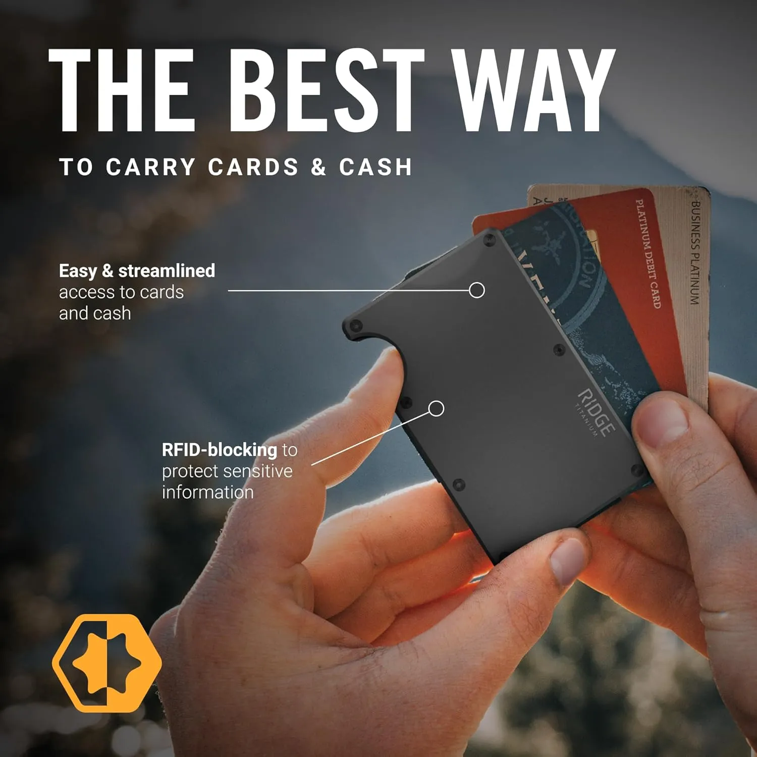 Ridge Wallet for Men - Slim Minimalist Compact Wallet and Card Holder, RFID Protected Front Pocket Wallets for Men with Integrated Money Clip (Gunmetal Titanium)