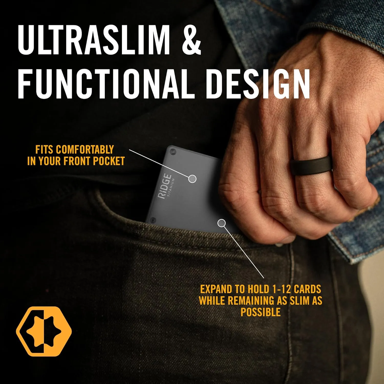 Ridge Wallet for Men - Slim Minimalist Compact Wallet and Card Holder, RFID Protected Front Pocket Wallets for Men with Integrated Money Clip (Gunmetal Titanium)