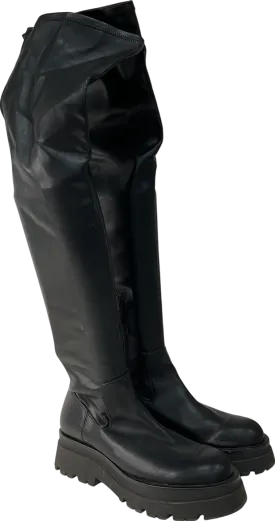 Stradivarius Black Women's Flat Knee-high Boots UK 6 EU 39 👠